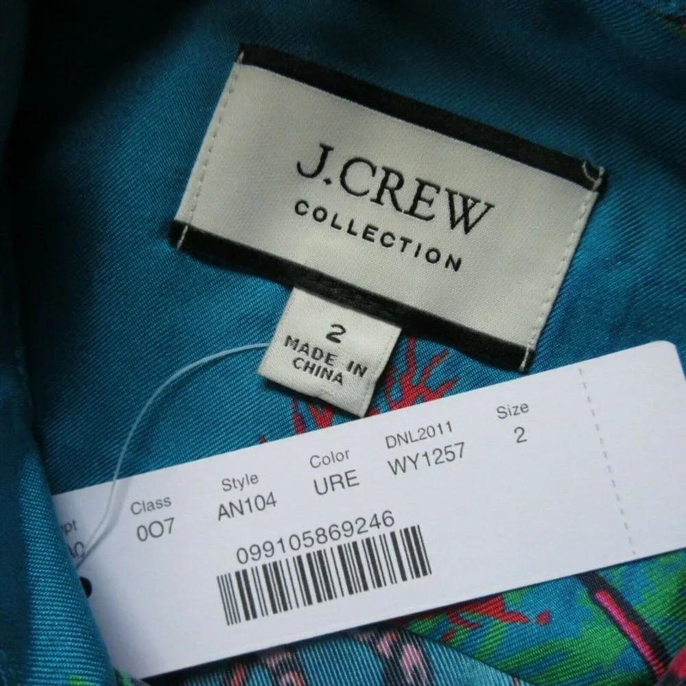 NWT J.Crew Collection Silk-twill Shirt in Ultramarine Red Lobster Print Top 2